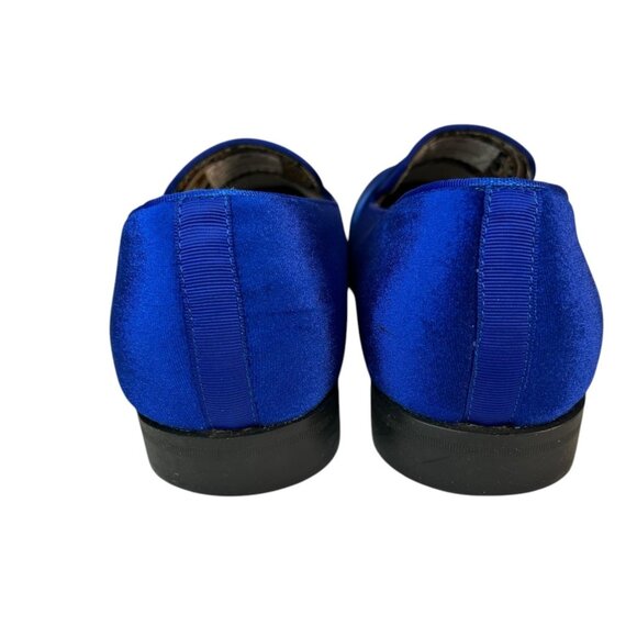 Mens Blue Velvet Loafers With Ribbon Accent & Paisley Lining Size 11 - Picture 6 of 11